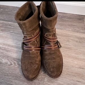 Matisse Prospector Anthropologie Leather Suede Boots size 7 Buckle Detail Slouch